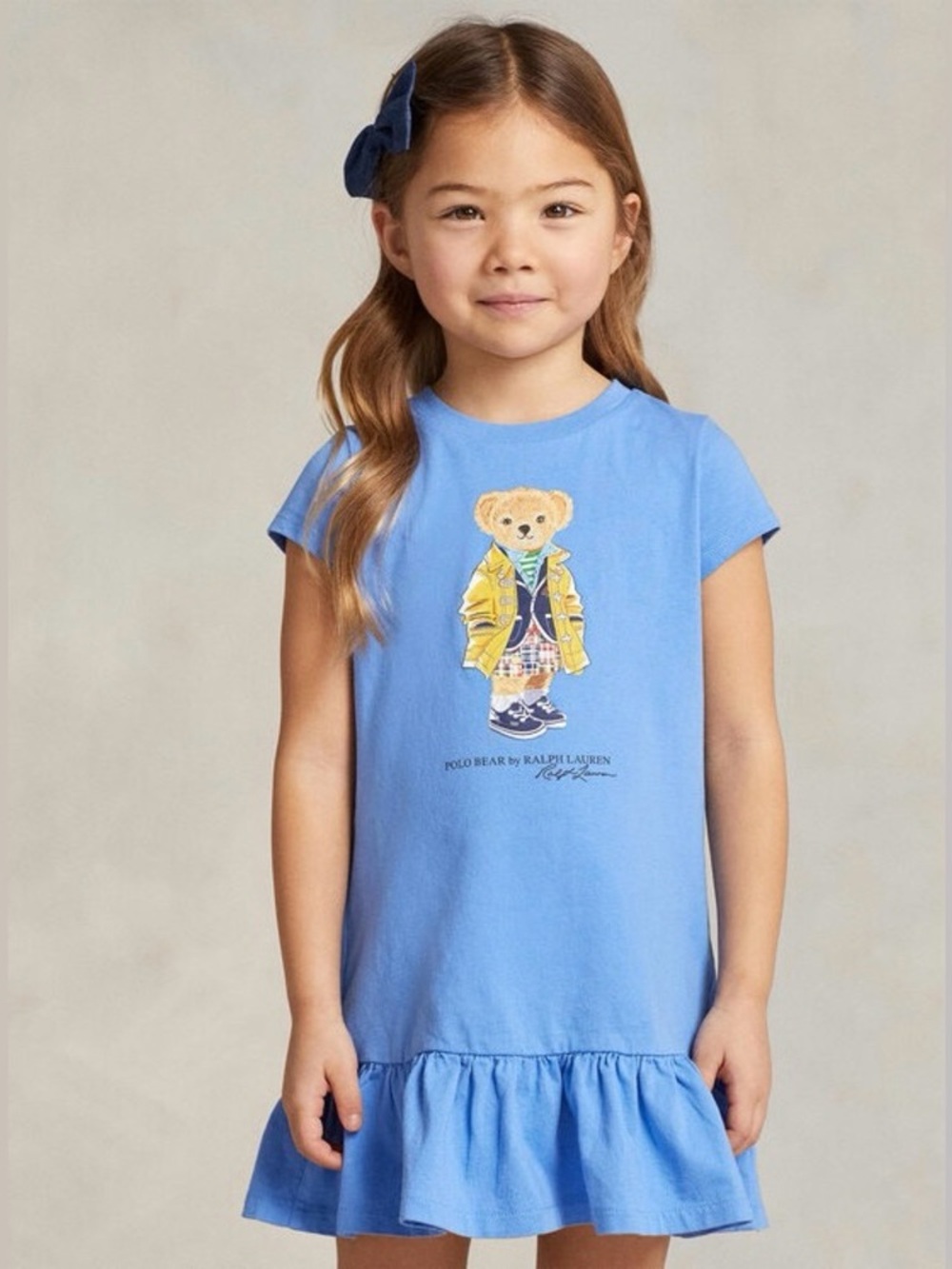 Polo by Ralph Lauren Light Blue Bear Graphic Ruffle Hem Tee Dress